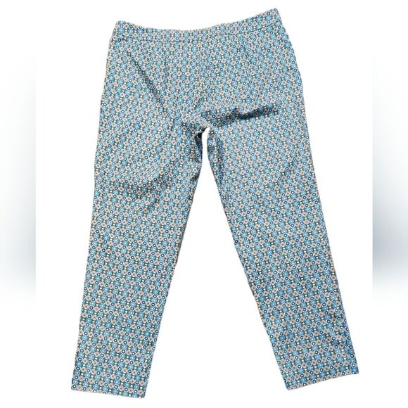 Madison Hill Pants Blue Yellow Geometric Straight Leg Preppy Cotton Stretch 14 - Picture 3 of 12